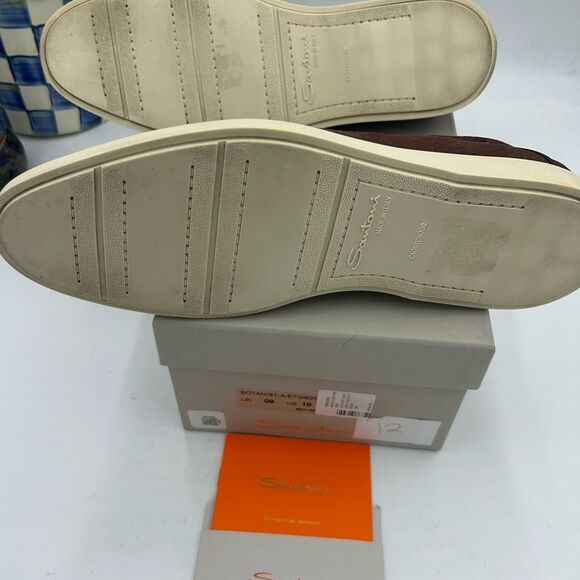 Men's Santoni suede loafers size 10 US made in Italy PRISTINE - Picture 6 of 7